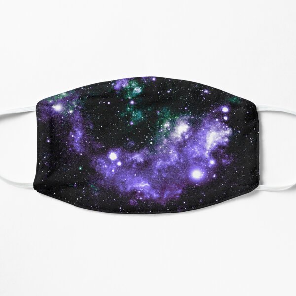 Galaxy Nebula Purple Teal Green Flat Mask