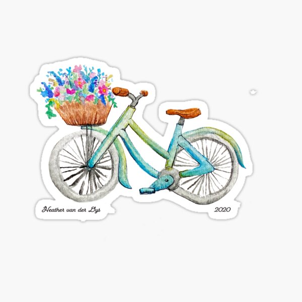 Spring Vintage Bicycle | Watercolor Illustration Sticker