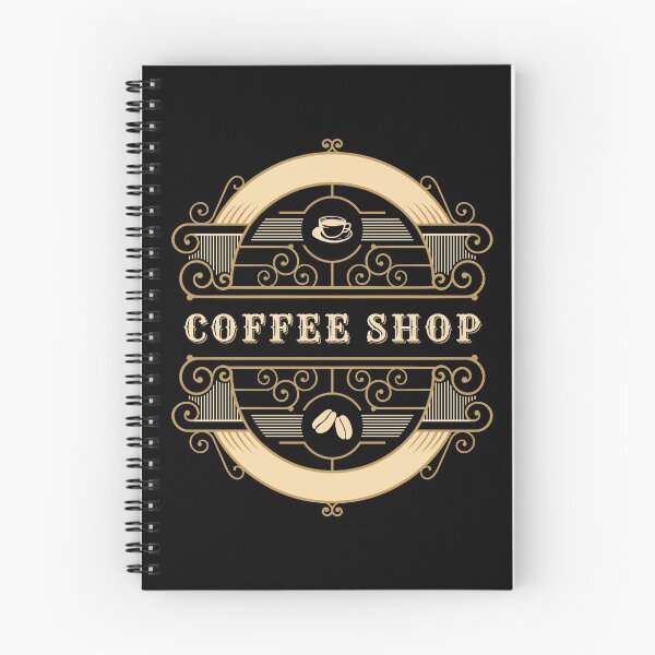 Item preview, Coffee shop gold vintage ornament with coffee cup and coffee beans designed and sold by coffeeapparel.