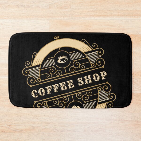 Item preview, Coffee shop gold vintage ornament with coffee cup and coffee beans designed and sold by coffeeapparel.