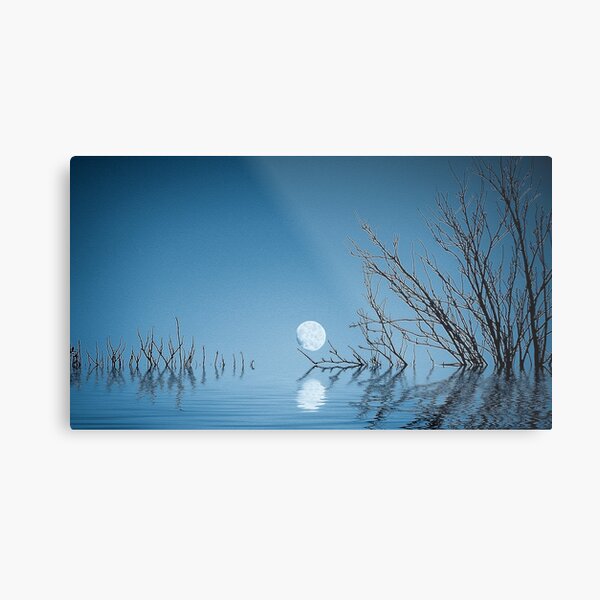Moon on the Water(Blue) Metal Print