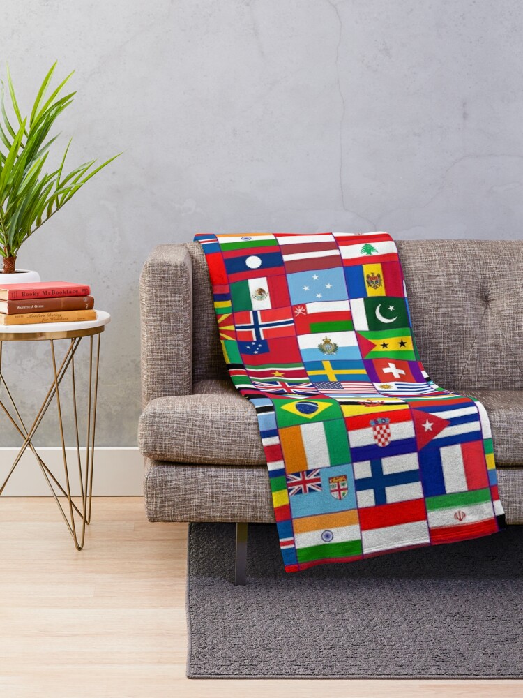 Alternate view of World Flags Throw Blanket