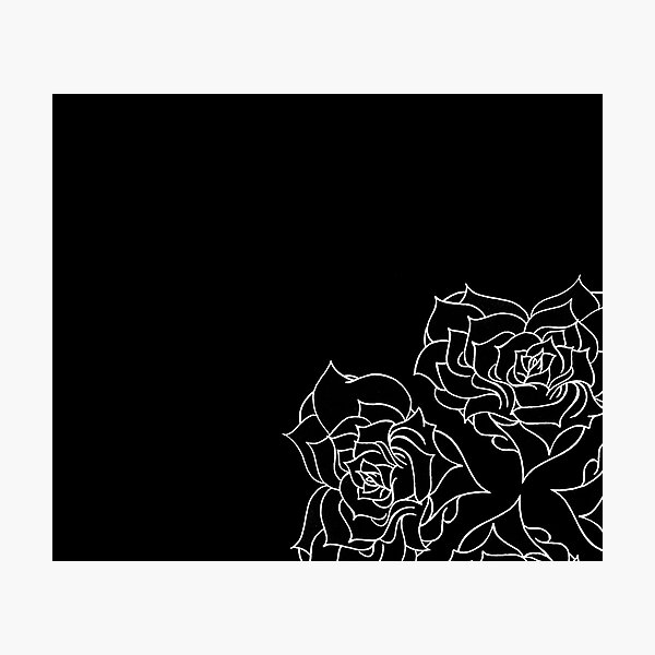 Minimal rose pattern - white on black Photographic Print