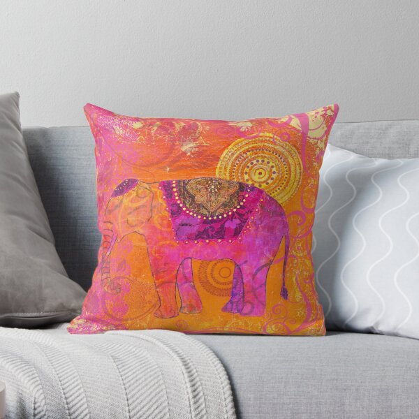 Happy Elephant II Throw Pillow