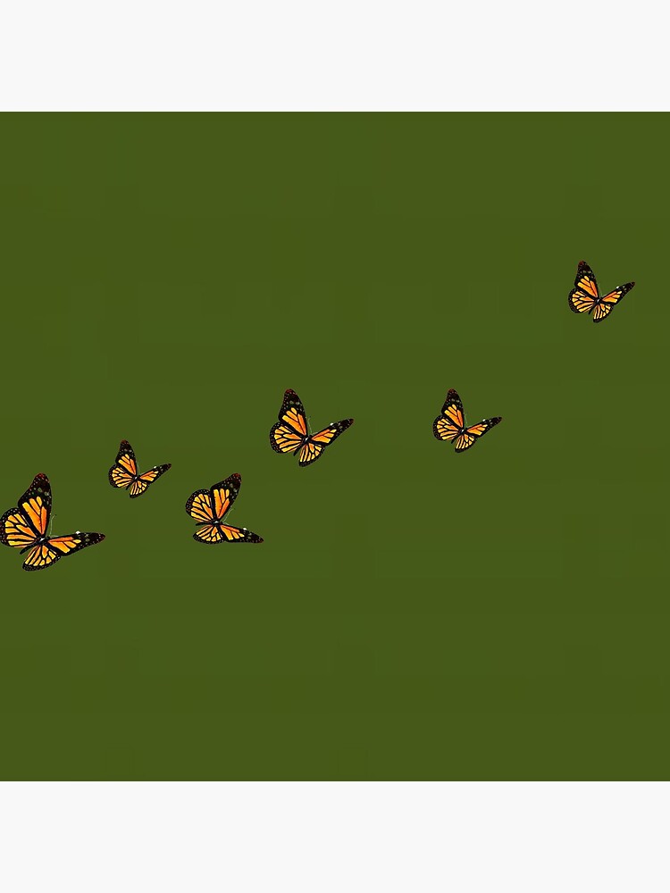 Flying butterflies with a olive green background