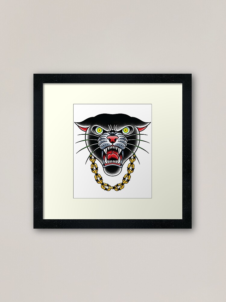 Panther Gold Chain Traditional Tattoo Flash Print 