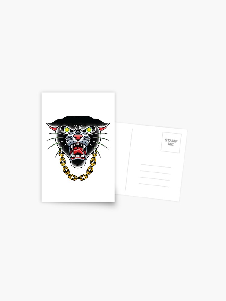 Panther Gold Chain Traditional Tattoo Flash Print 