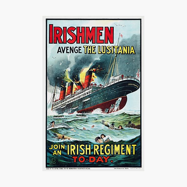 Item preview, Irishmen - Avenge The Lusitania - Join An Irish Regiment To-Day designed and sold by warishellstore.
