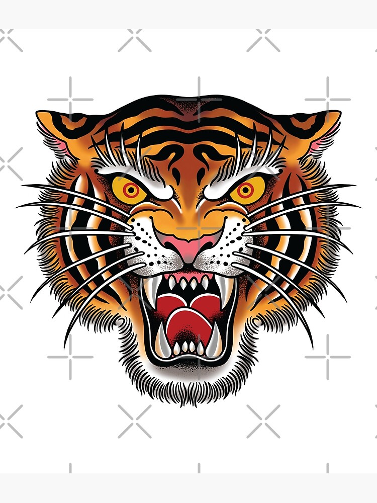 Golden Traditional Japanese Tiger Face Tattoo Stock Vector Royalty Free  739332964  Shutterstock