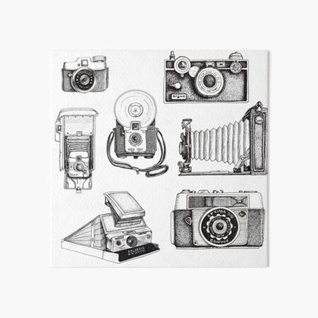 Watercolor Illustration of classic filming camera with reels and film  stripes  Art Board Print for Sale by iswenyi