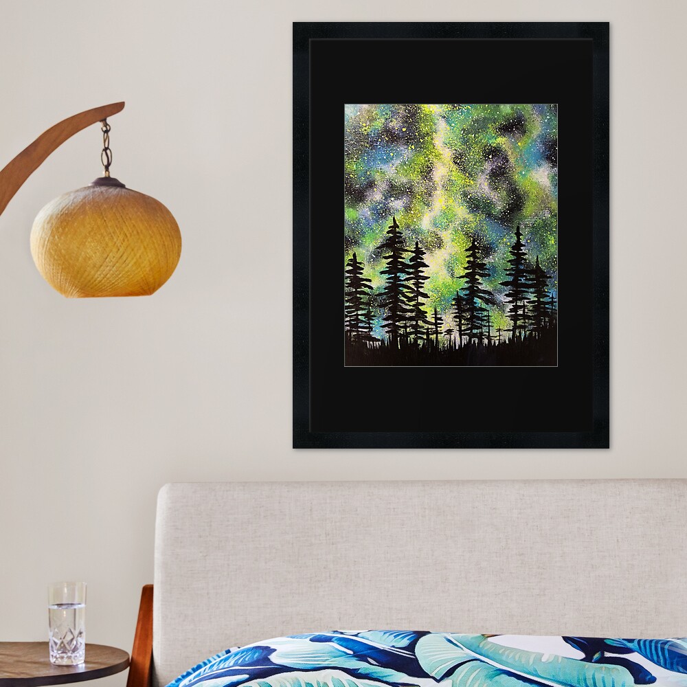 Green Galactic Night Framed Art Print