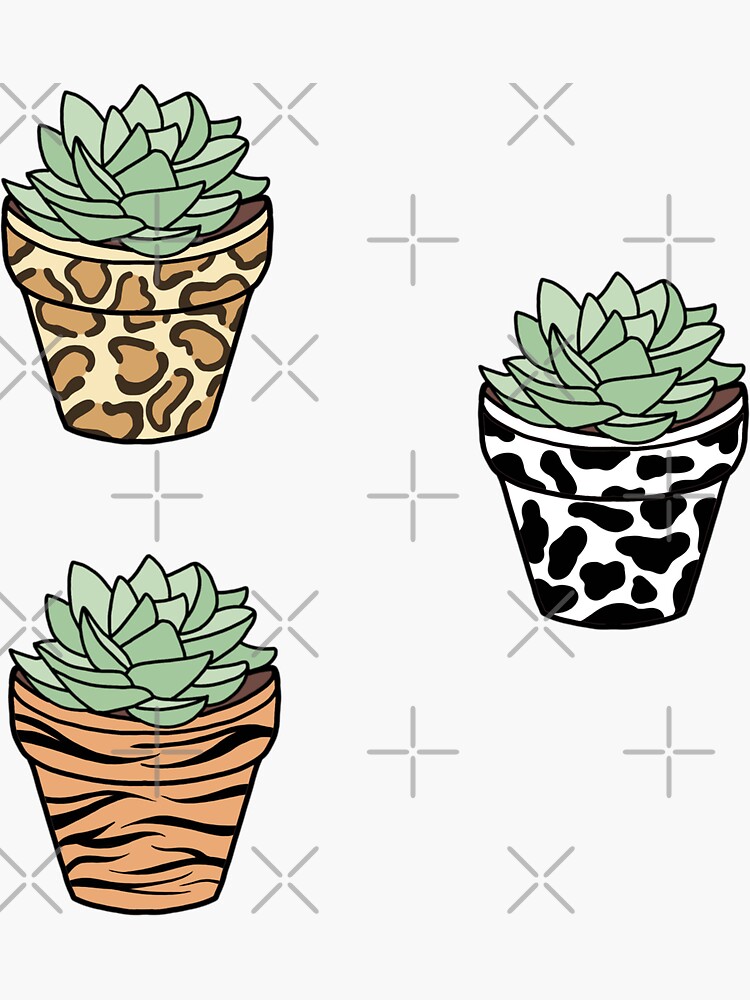 Thumbnail 3 of 3, Sticker, Pack of print succulents designed and sold by Pastel-PaletteD.