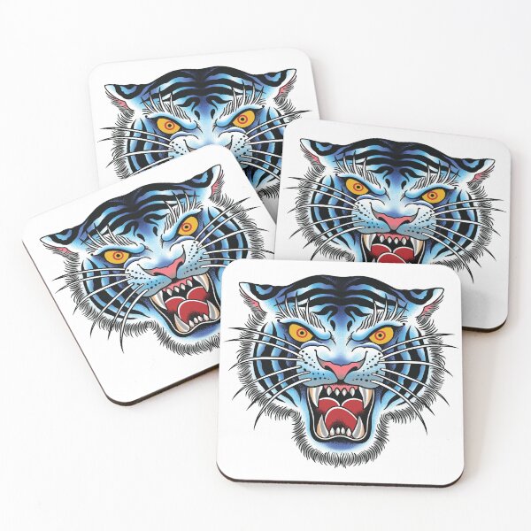 Item preview, White Tiger Head Traditional Tattoo art illustration designed and sold by SevenRelics.