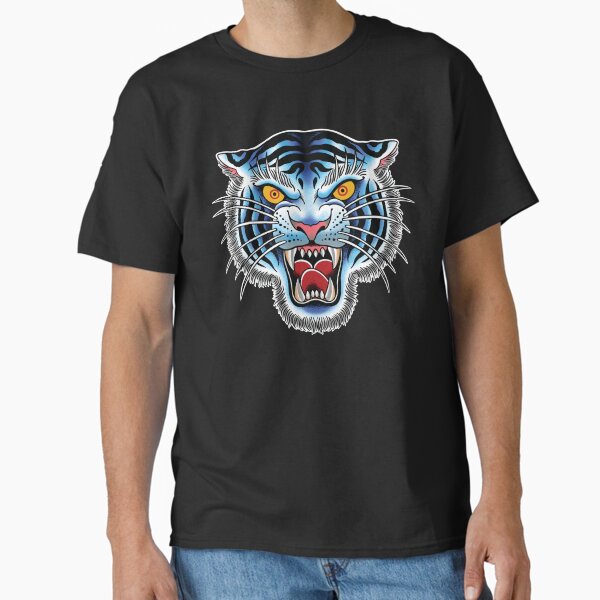 Item preview, White Tiger Head Traditional Tattoo art illustration designed and sold by SevenRelics.