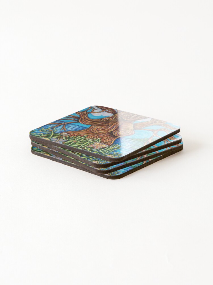 Thumbnail 4 of 5, Coasters (Set of 4), Tree Spirit in Spring designed and sold by Roxiartwork.