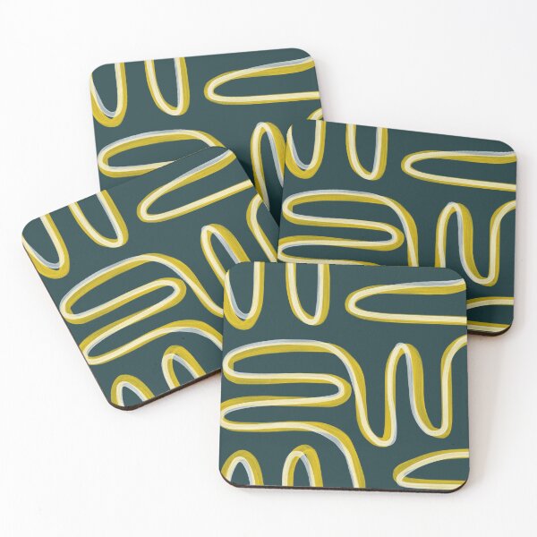 Item preview, Abstract Lines: Teal, Yellow, and White  designed and sold by rockchicksuprem.