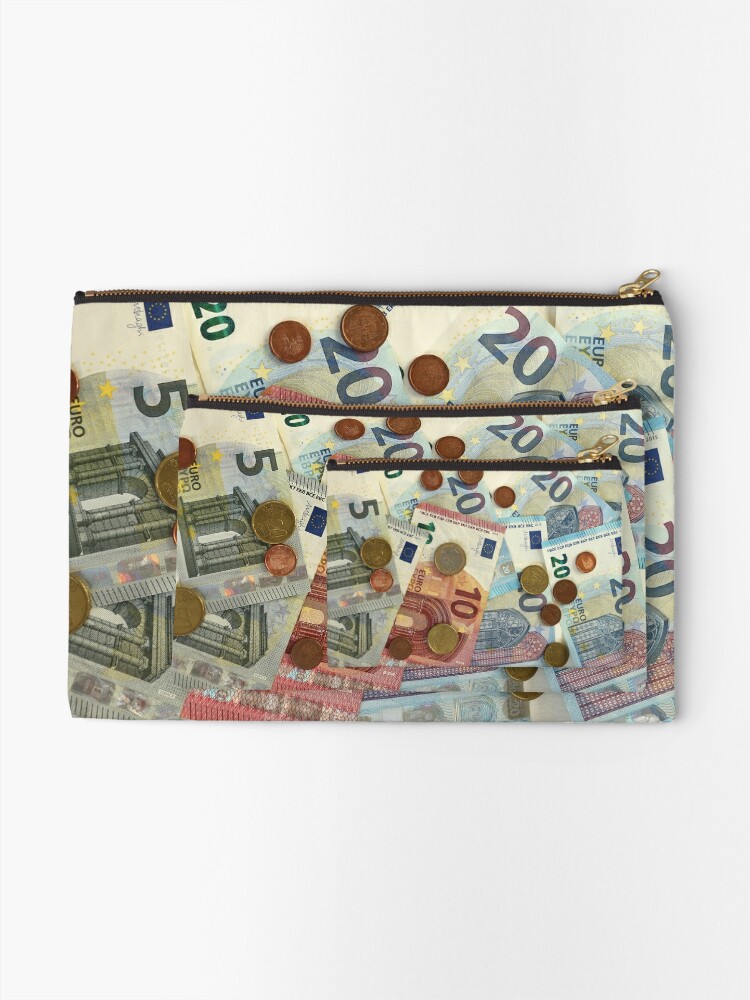 Pochette for Sale avec l'œuvre « Billets et pièces en euros » de l'artiste  pinkal