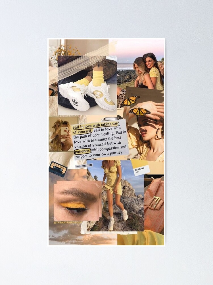 Yellow Love Yourself Collage Poster By Persianezhad Redbubble