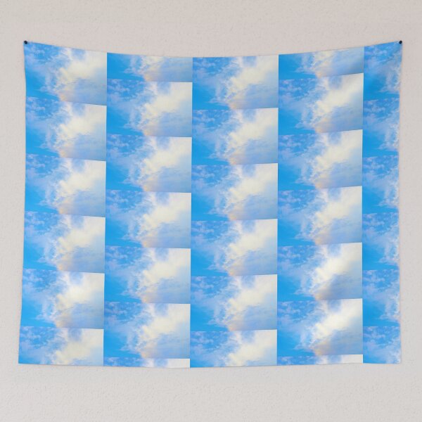Item preview, View of the sky split between puffy and thick clouds on the right and azure color on the left designed and sold by Kristina Drozd.