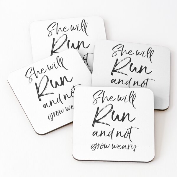 Artikelvorschau, Bible Verse She Will Run and Not Grow Weary Runner Gift Funny Workout Quote entworfen und verkauft von TNDesignStudio.
