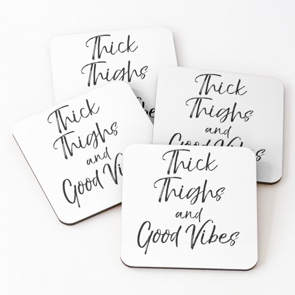 Item preview, Cute Thick Thighs and Good Vibes Funny Workout Quote designed and sold by TNDesignStudio.