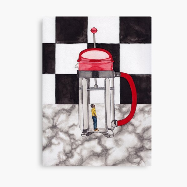 Item preview, French Press Surrealist Painting for Coffee Lovers designed and sold by Hannah Rothstein.