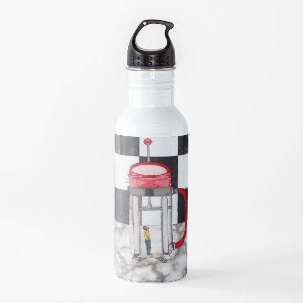 French Press Surrealist Painting for Coffee Lovers Water Bottle