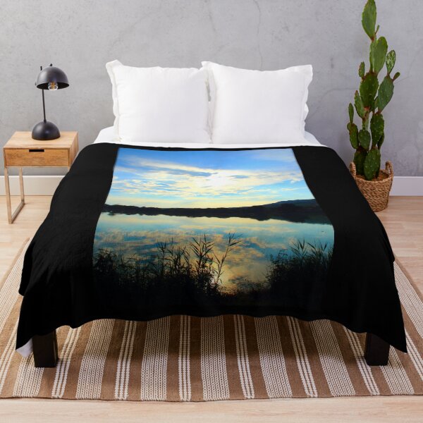 Item preview, Mystical view with vegetation in the foreground, indistinct waters, Marche hills and azure sky designed and sold by Kristina Drozd.