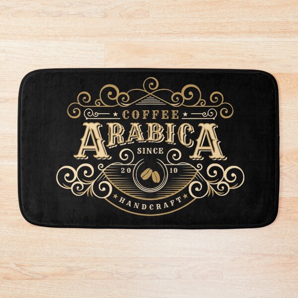 Item preview, Coffee arabica shop gold vintage ornament with coffee cup and coffee beans designed and sold by coffeeapparel.
