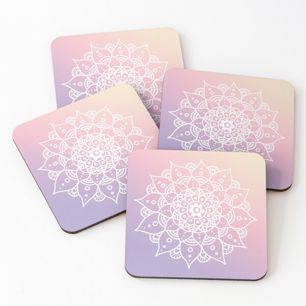 Item preview, White Mandala Pattern - Pastel Ombre Pink and Purple designed and sold by MysticMagpie.