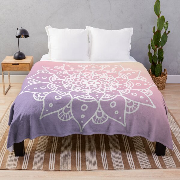Item preview, White Mandala Pattern - Pastel Ombre Pink and Purple designed and sold by MysticMagpie.
