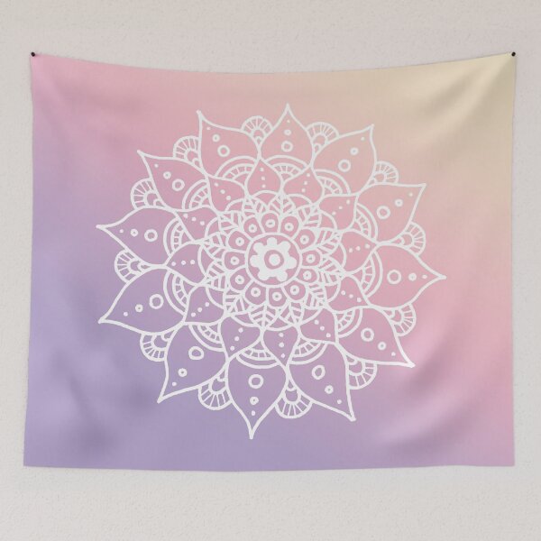 Item preview, White Mandala Pattern - Pastel Ombre Pink and Purple designed and sold by MysticMagpie.