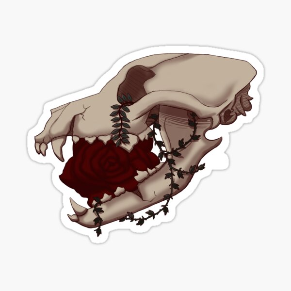 Skull And Roses Stickers Redbubble - wolf skull roblox