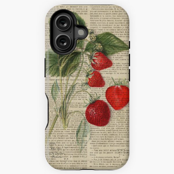 Item preview, Botanical print, on old book page - strawberry designed and sold by Art by Lilia.