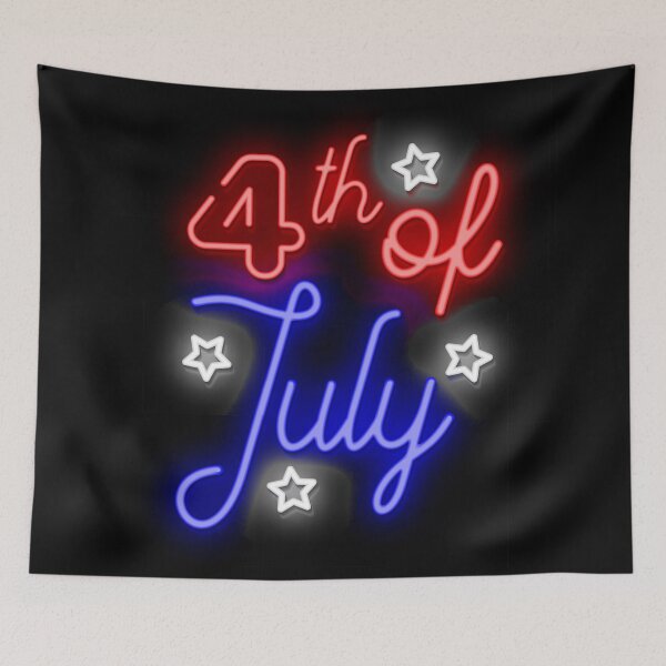 Item preview, 4 of July Neon Text Black Background designed and sold by mattpanta.