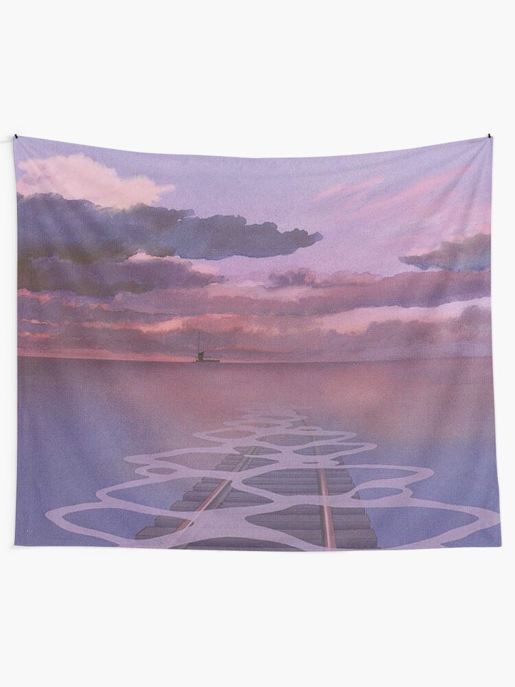 Alternate view of Spirited Away Railroad Nighttime Aesthetic Tapestry