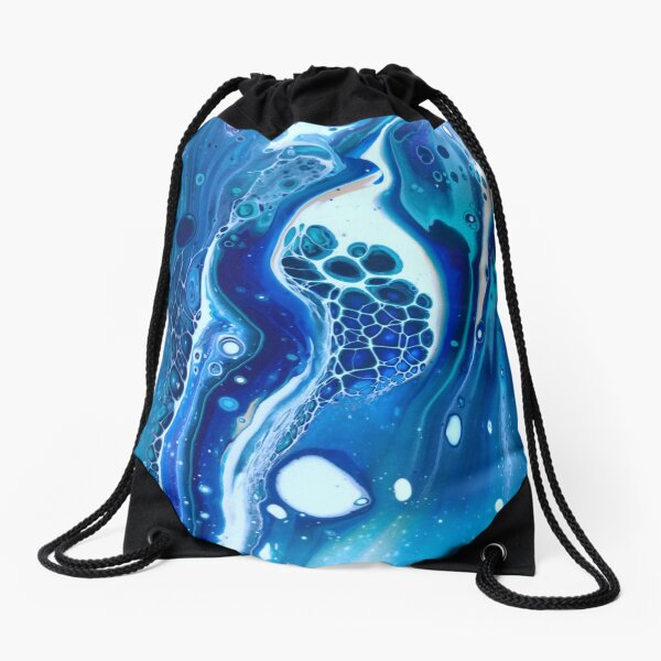 Blue Waves Drawstring Bag