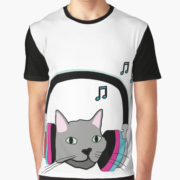Cat With Headphones T Shirts Redbubble - free roblox cat headphones