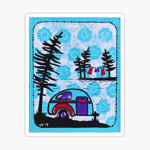 Vintage Happy Camper in Blue Sticker