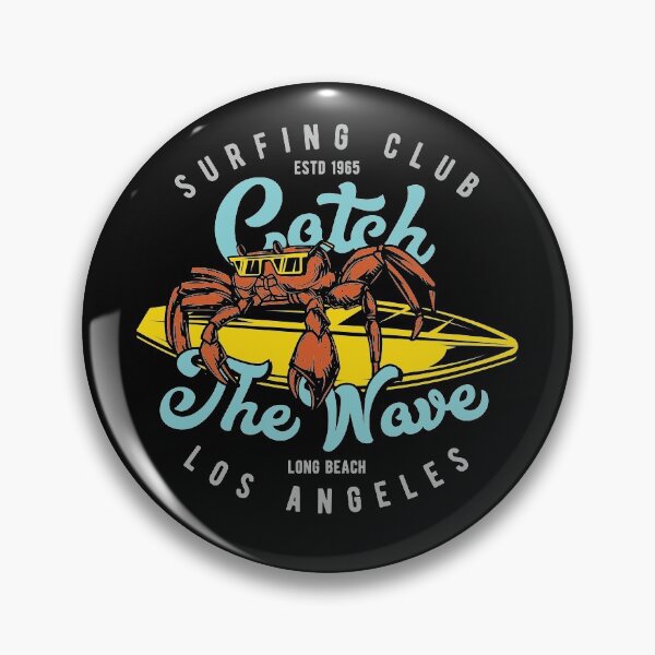 Item preview,  Surfing Club Catch The Wave Long Beach Los Angeles Concept. Vintage Unique Design. Retro Adventure Hipster Art designed and sold by CampTreeAdv.
