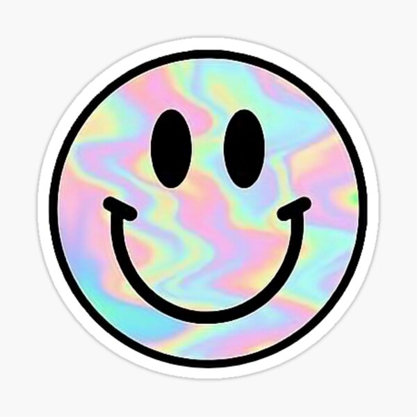 trippy holographic smiley face Sticker for Sale by tessloftin44