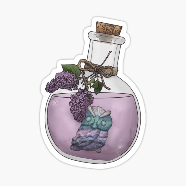Vista previa del artículo con la obra « Colorido búho de harina para traer una fuerte concentración y razón al abordar una situación difícil. Se fija una ramita de lila a la botella.», diseñado y vendido por SweetDelilahs.