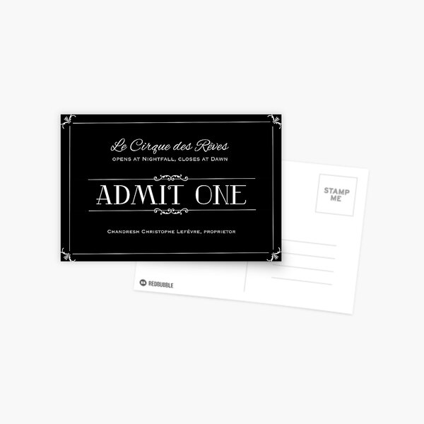 Le Cirque des RĂŞves Admission Ticket Postcard