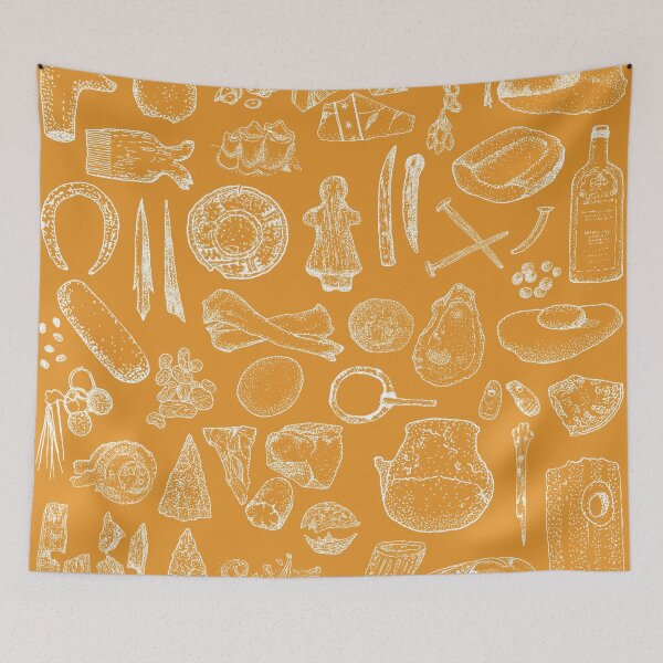Item preview, Archaeology Artifacts Hand-drawn Pattern with White Lines designed and sold by Duncan Bullock.