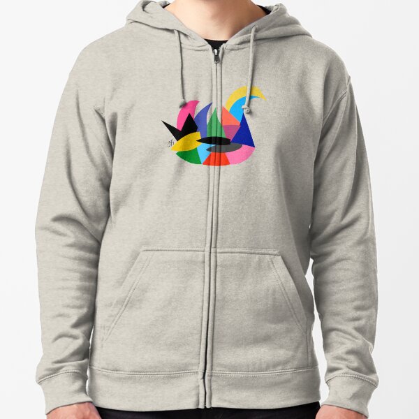 Abstract Swan Zipped Hoodie
