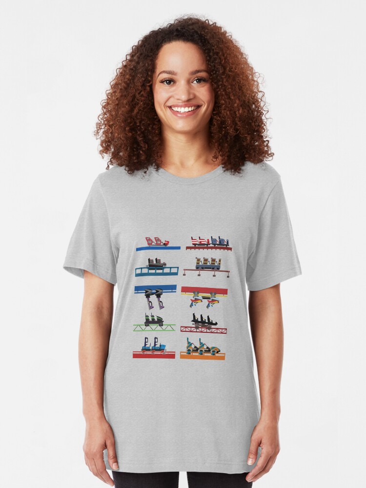 Alternate view of Six Flags Over Georgia Coaster Cars Design Slim Fit T-Shirt