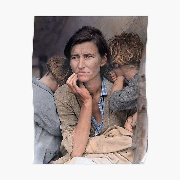 Colorized - Migrant Mother by Dorothea Lange Poster