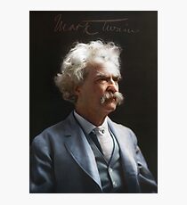 Colorized - Mark Twain / Samuel L Clemens with signature Photographic Print