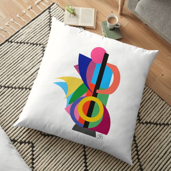 Abstract Cello Player Floor Pillow