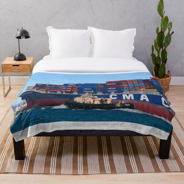 Container cargo ship Throw Blanket